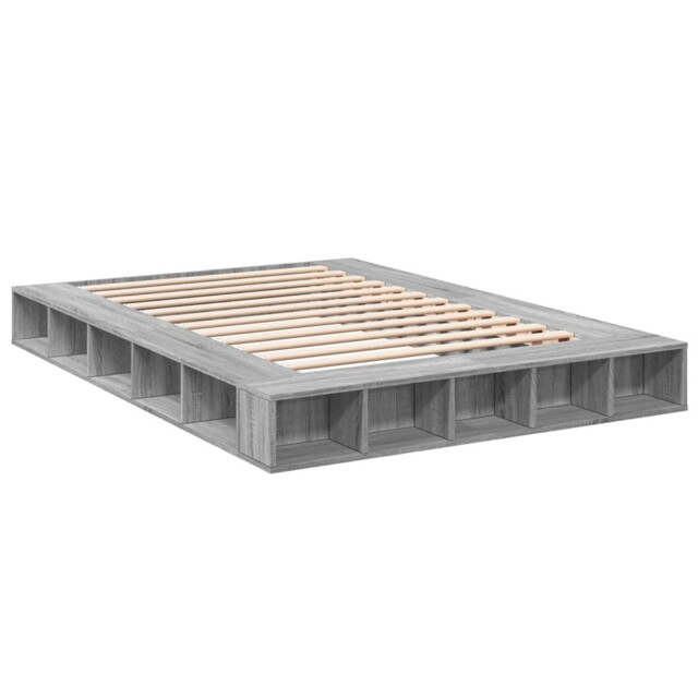 Bed Frame Home Base Bedstead Grey Sonoma 140x200 Cm Engineered Wood