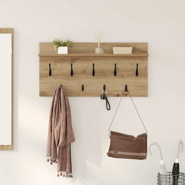 Wall-mounted Coat Rack With Shelf Artisan Oak 80 X 40 X 12 Cm Vidaxl