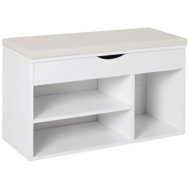 Homcom Wooden Shoes Cabinet Bench Hidden Storage Padded Seat Organiser