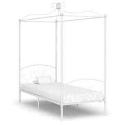Canopy Bed Frame White Metal 100x200 Cm Vidaxl