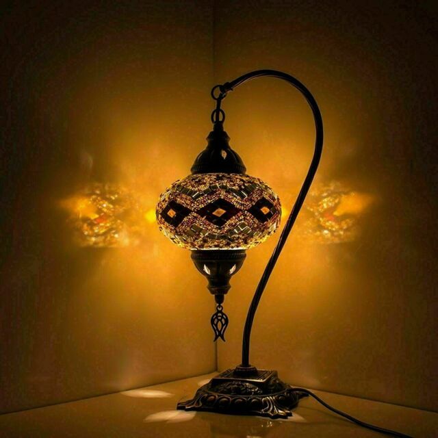 Turkish Moroccan Mosaic Lamp Handmade Tiffany Colorful Glass Desk