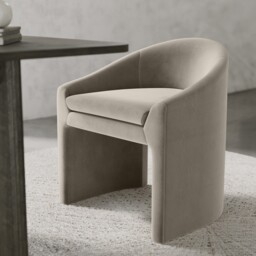 Upholstered Mink Velvet Curved Tub Dining Chair - Kelsey Ksy001