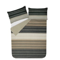 Sleepdown Duvet Cover Set - Brown - Textured Stripe - Reversible Quilt