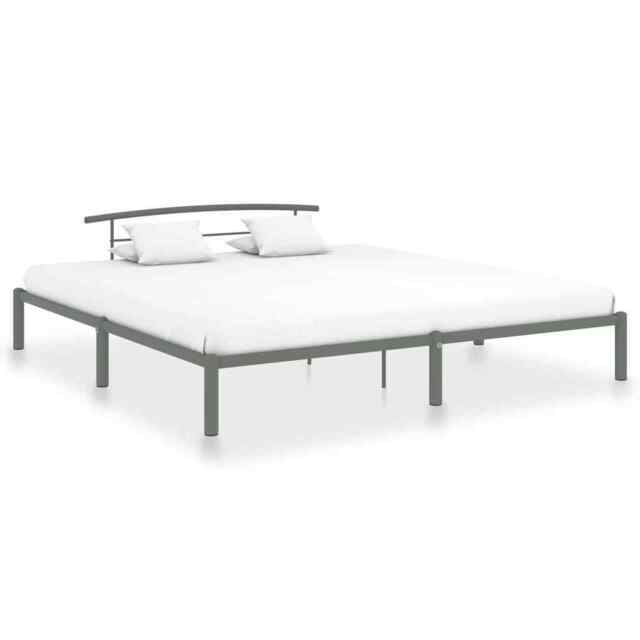 Bed Frame Grey Metal 200x200 Cm Vidaxl
