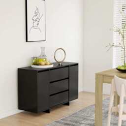 Sideboard With 3 Drawers Black 120x41x75 Cm Engineered Wood Vidaxl