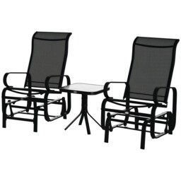 Outsunny 3 Pcs Rocking Chair Gliding Chair Set W/ Table For Patio