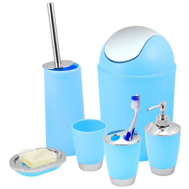 Blue Bathroom Accessories Set Toothbrush Tumbler Holder Soap Dish