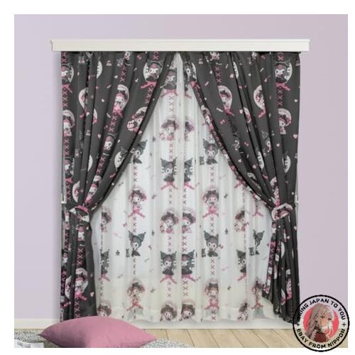 Sanrio My Melody Kuromi 4-piece Set (2 Blackout Curtains And 2 Lace