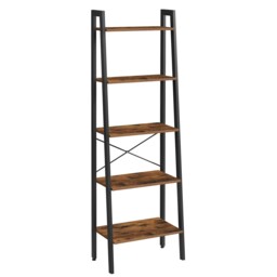 Ladder Shelf, 5-tier Industrial Bookcase, Storage Unit, With Metal