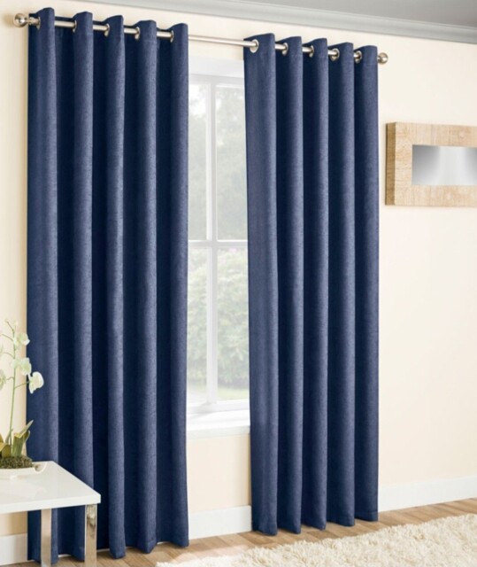 Enhanced Living Vogue Navy Blue Curtains Lined Eyelet Thermal Blockout