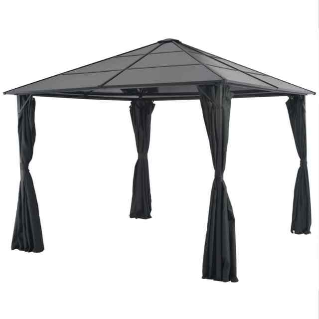 Gazebo With Curtain Aluminium 3x3 M Black Vidaxl