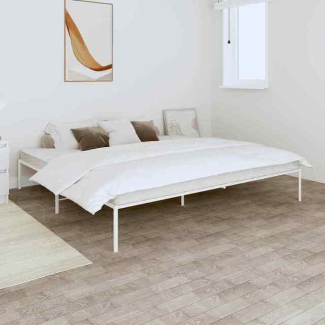 Metal Bed Frame White 180x200 Cm Super King Vidaxl
