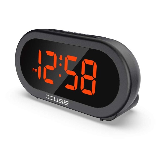 Ocube Digital Alarm Clock, Bedside Clock 7.9 Cm (w) X 14.99 (h), Black