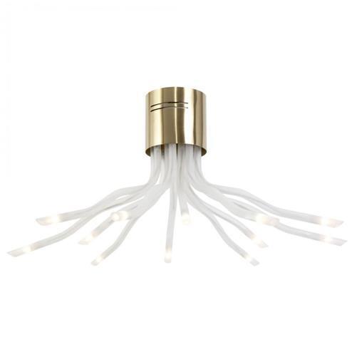 Litecraft Ceiling Light Semi Flush 12 Arm With Tube Shades - Brass
