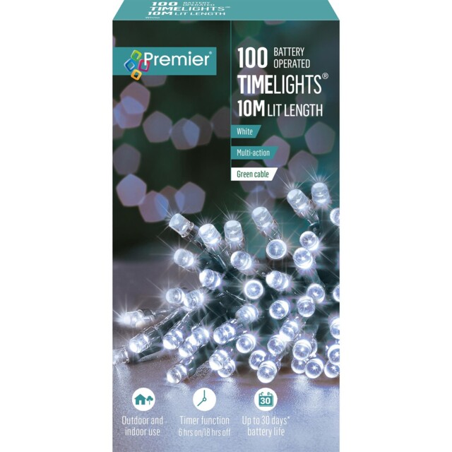 Battery Operated Christmas Fairy Lights Indoor/outdoor 100 White Leds