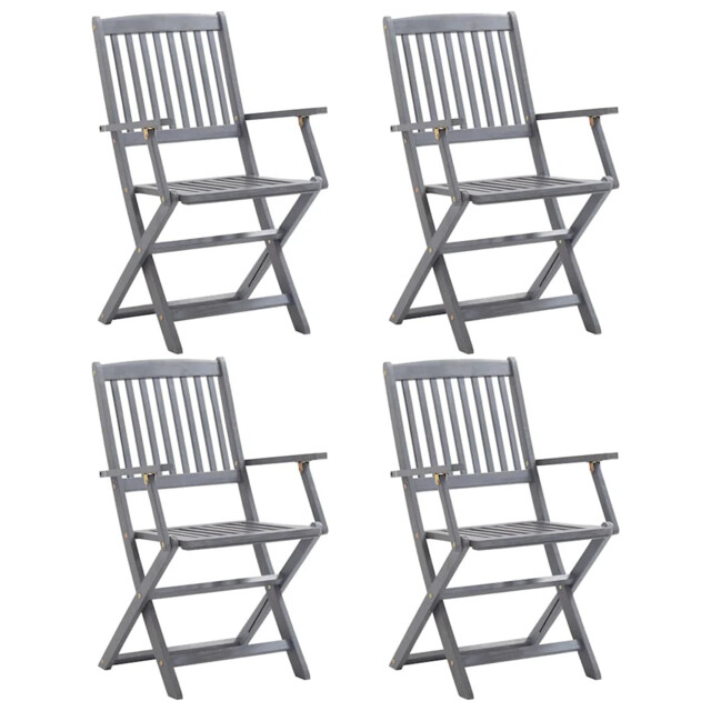 Outdoor Patio Wooden 4pcs Folding Garden Chairs Set Outside Seats