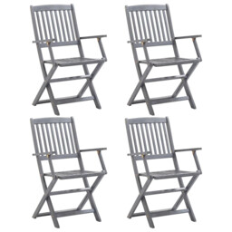 Outdoor Patio Wooden 4pcs Folding Garden Chairs Set Outside Seats