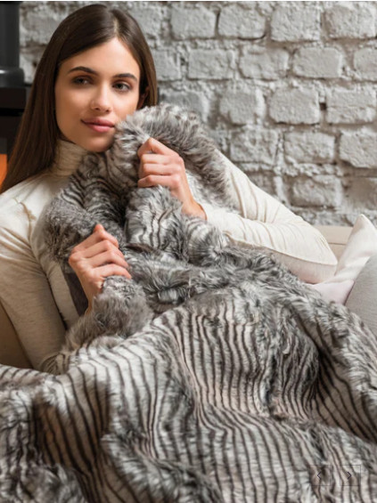 Heated Throw Luxury Zebra Faux Fur Electric Blanket Dreamland Fast