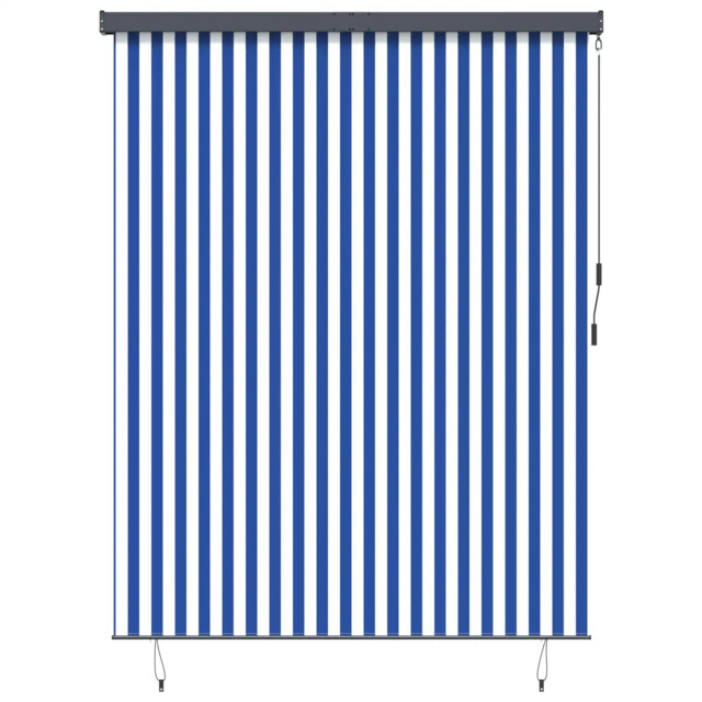 Outdoor Roller Blind Blue/white 200x250 Cm Fabric & Aluminum