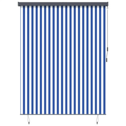 Outdoor Roller Blind Blue/white 200x250 Cm Fabric & Aluminum