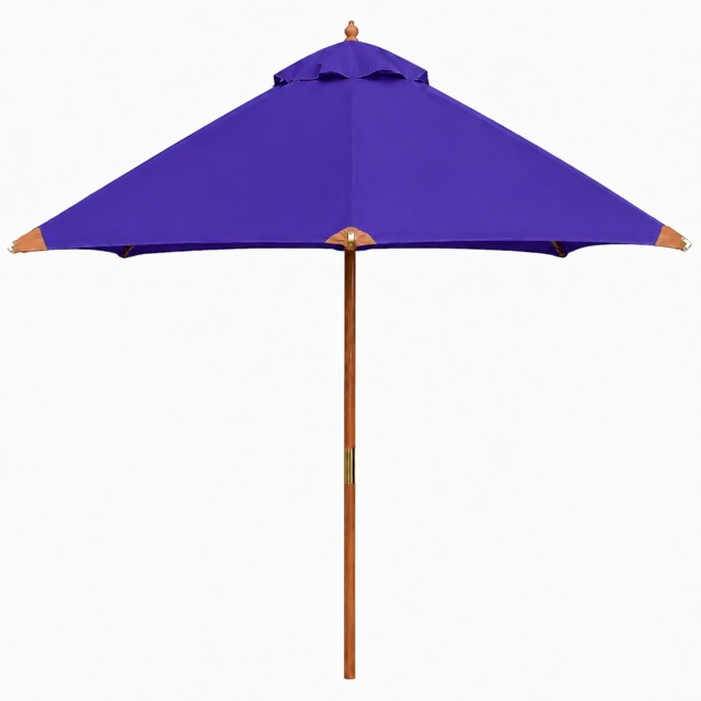 Hardwood Garden Parasol – 2m Umbrella With Pulley Lift & Vent, Purple
