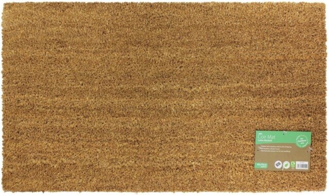 Jvl Plain Coir Latex Backed Entrance Door Mat Indoor Outdoor 40x60cm &