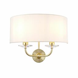 Endon Nixon 40w E14 2lt Twin Wall Light Brass Plate Vintage White