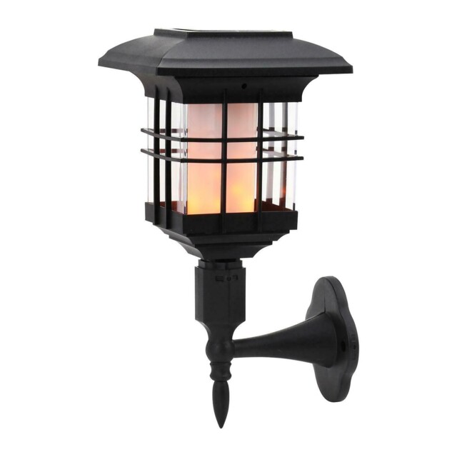 51 Led Solar Flickering Flame Effect Wall Lights Garden Fence Door
