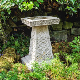 Solid Stone Cast Bird Bath Celtic Ancient Design Uk Handmade Dgs