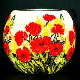 Milford Classic Poppies Glass Nightlight Hand Crafted Tea Light Candle