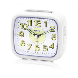 Ravel Mid Sized Bedside Quartz Alarm Clock White Rc044.4