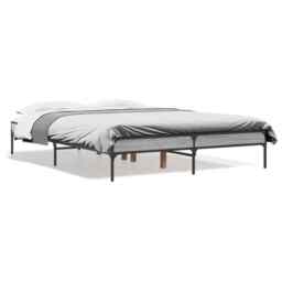 Bed Frame Grey Sonoma 135x190 Cm Double Engineered Wood And Metal