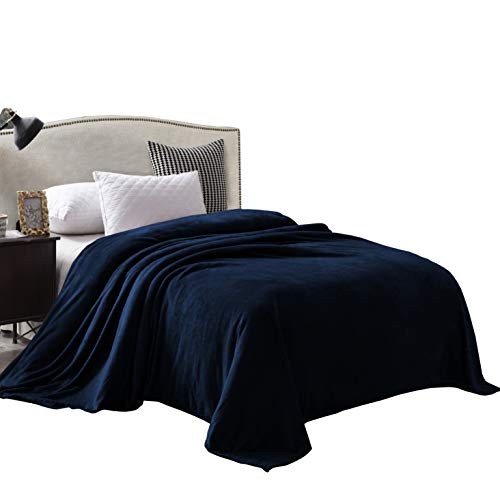 Soft Fleece King Size Blanket For Bed, Navy Blue