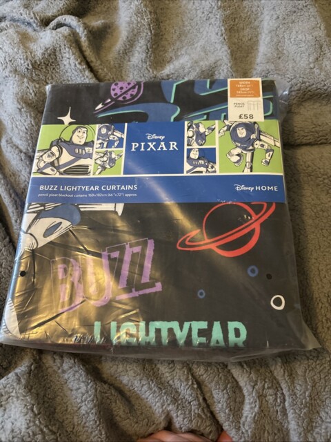 Disney Pixar Buzz Lightyear Pencil Pleat Blackout Curtains 67”x 72”