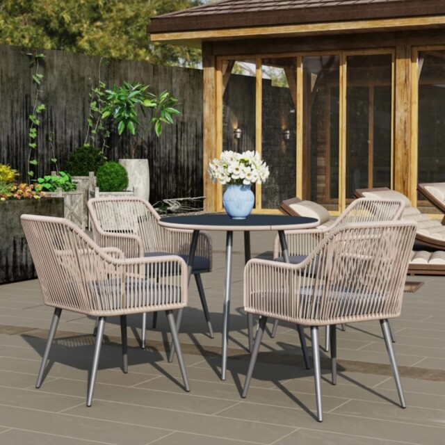 4 Seater Garden Dining Table And Chairs Patio Rattan Furniture Set
