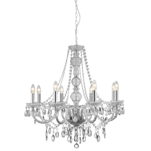 8 Lights Chrome And Clear Glass Frame Ceiling Pendant Light With