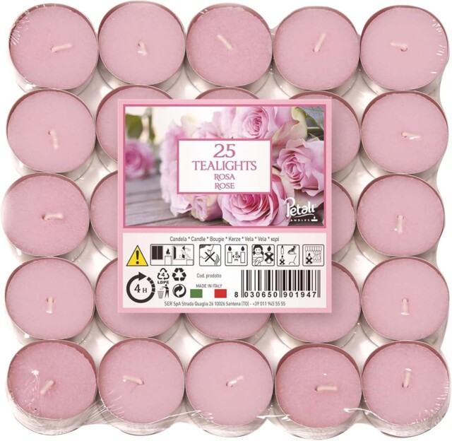 Price's Scented Tealights Candles Rose Pink Round Pack Of 25 - 4h Burn