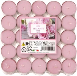 Price's Scented Tealights Candles Rose Pink Round Pack Of 25 - 4h Burn
