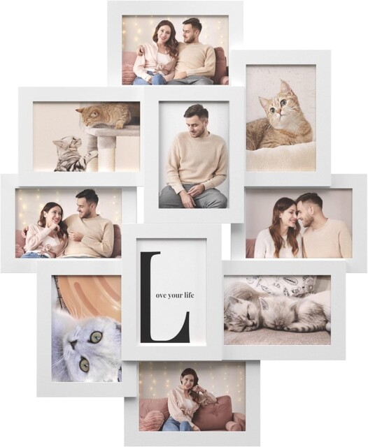 Songmics, 10 Slot Photo Frame 10x15cm For Each 10 Frames, Cloud White