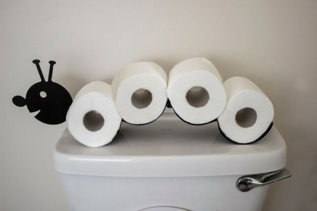 Caterpillar Toilet Roll Holder Black Free-standing Bathroom Tissue