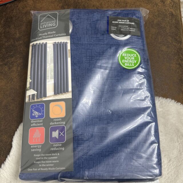 Enhanced Living Vog08eyea72 Vogue Navy Blockout Eyelet Curtains