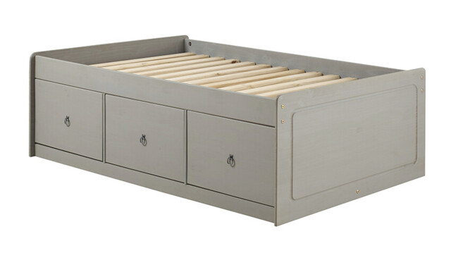 Solid Greywash Pine Bedroom Chest Wardrobe Bedside Bed Bookcase -