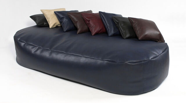 Xxl Beanbags 16cuf Lleather Bean Bag Sofa Bed Beanbag Lounger Blue