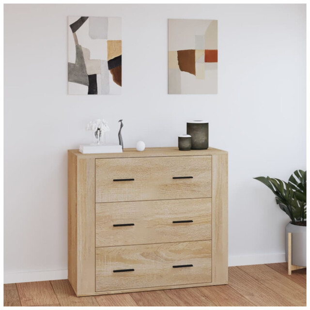 Sideboard Sonoma Oak 80x33x70cm Engineered Wood 1 Drawer Modern Scandi