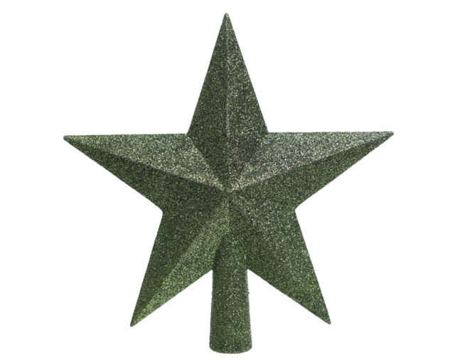 Pine Green Christmas Tree Star Topper Plastic Green Glitter Tree