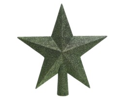 Pine Green Christmas Tree Star Topper Plastic Green Glitter Tree