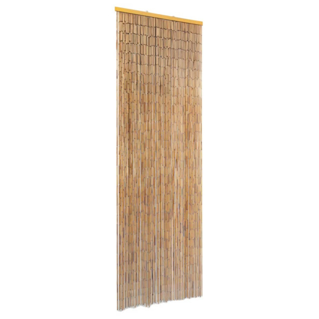 Door Curtain Brown Bamboo 56x185 Cm Wooden Top Bar 56 Fine Stems