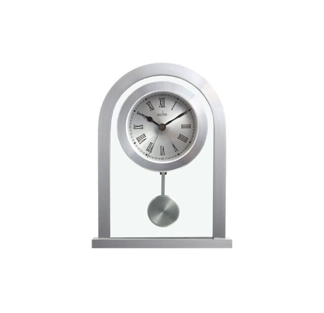 Acctim Clocks Silver Finish Quartz Battery Mantle Clock With Pendulum