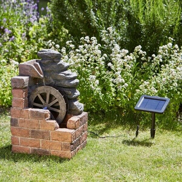 Water Mill Solar Feature Garden Fountain Ornamental Patio Centrepiece