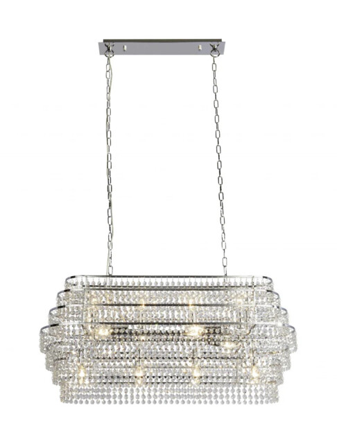 Ceiling Light Silver Rene 12 Bar Chrome Clear Crystal Glass